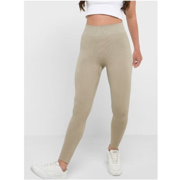 NEW TOPSHOP NORDSTROM Co-Ord Ribbed Seamless High Waist Leggings Size M - Picture 1 of 7